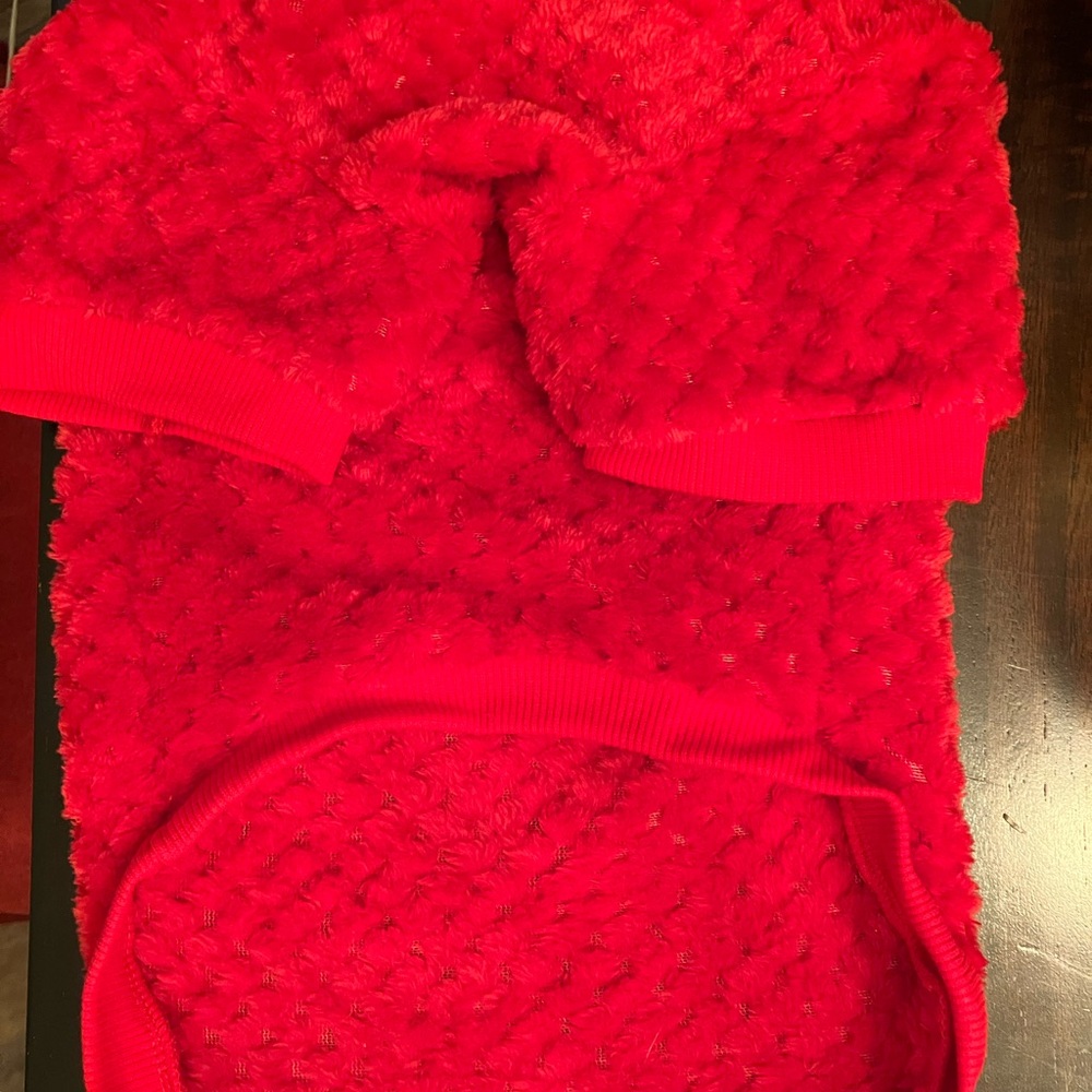Smallish Dog Red Fuzzy Sweater